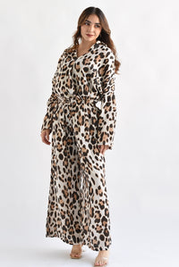 Fashion Styled Set Pantalón y Blusa lino Leopardo