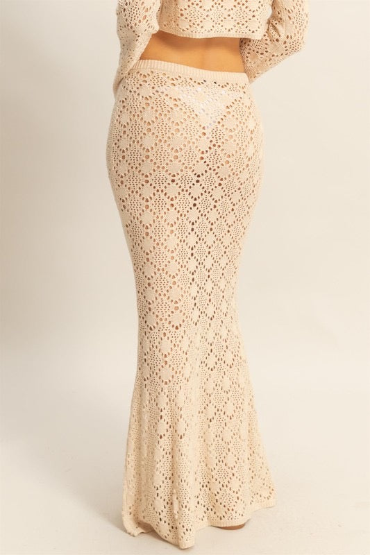 Falda larga sirena crochet Beige