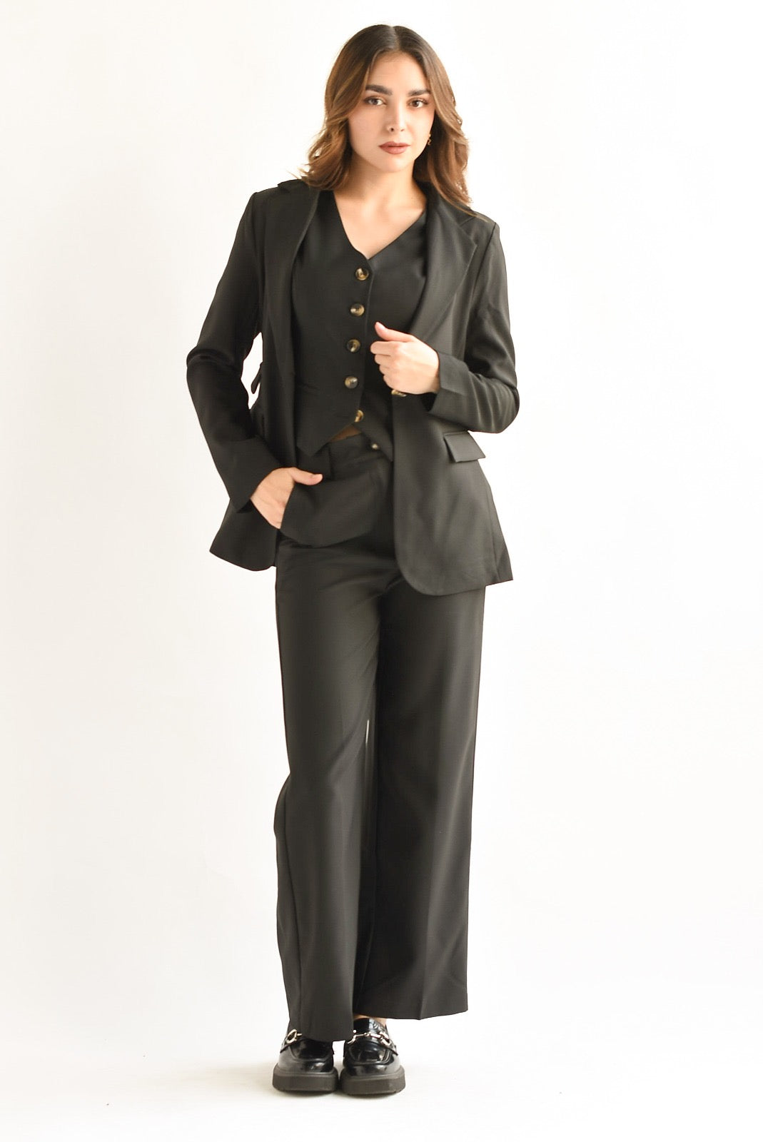 Set Pantalón, Chaleco y Blazer Negro