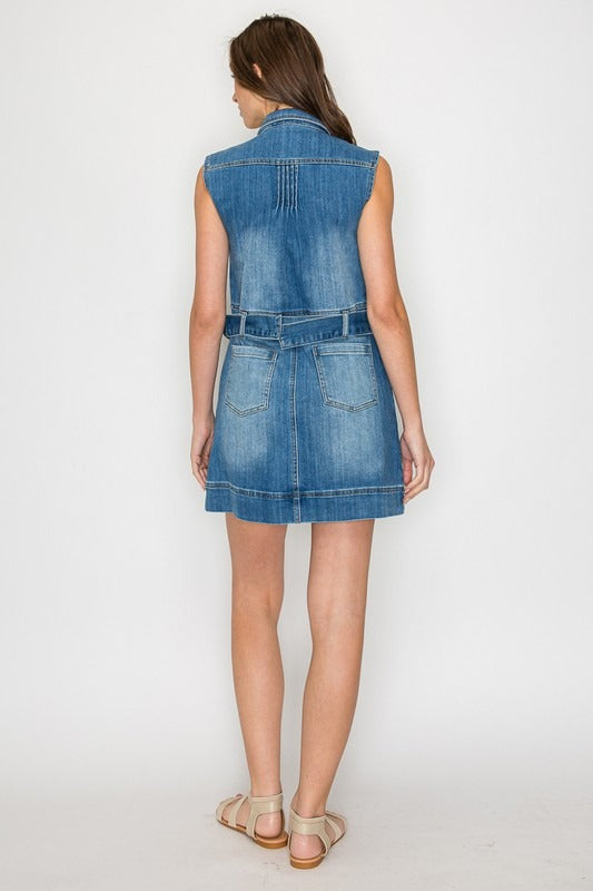 Vestido corto cinta Denim Medium