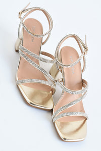 Fashion Styled Zapatilla tiras brillos Dorada
