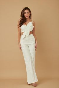 Fashion Styled Set Pantalón y Top pétalos Blanco