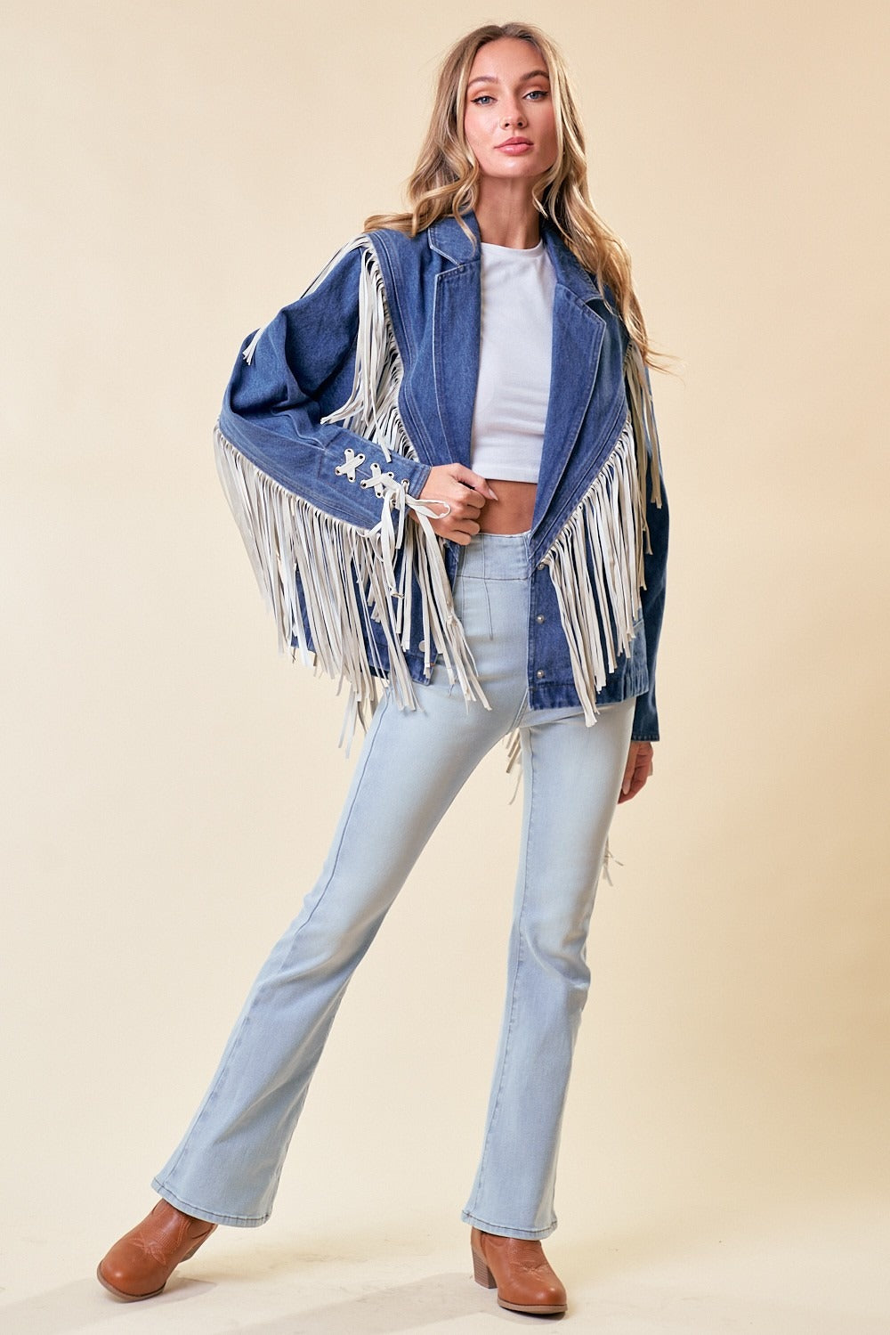Blazer Denim flecos vinipiel