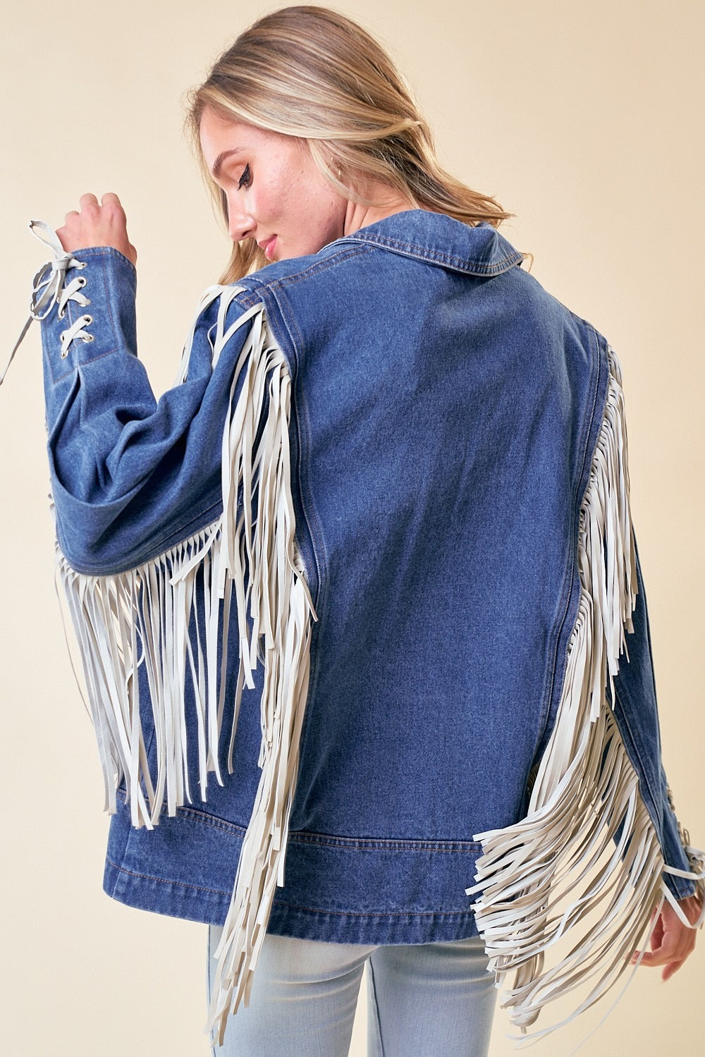 Blazer Denim flecos vinipiel