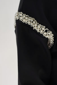 Fashion Styled Sudadera tira perlas Negro