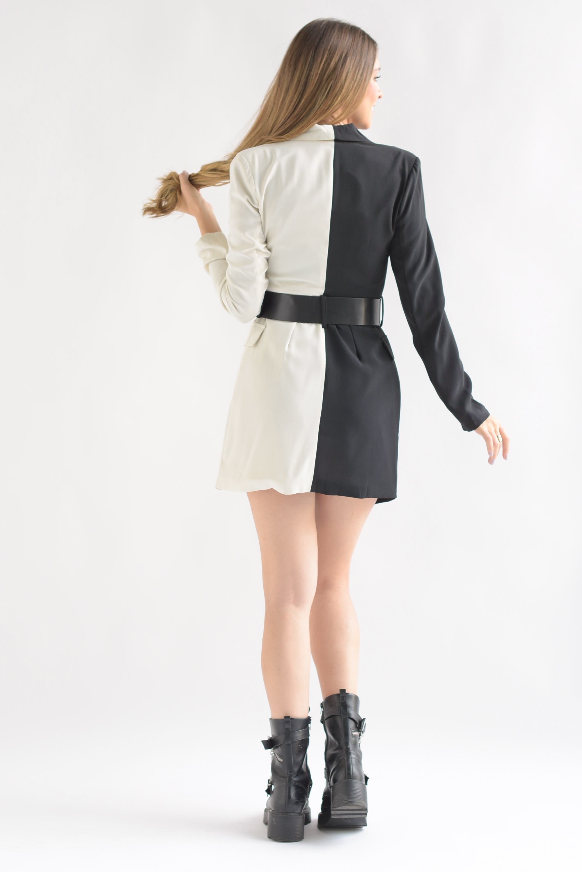 Blazer dress bitono Blanco y Negro