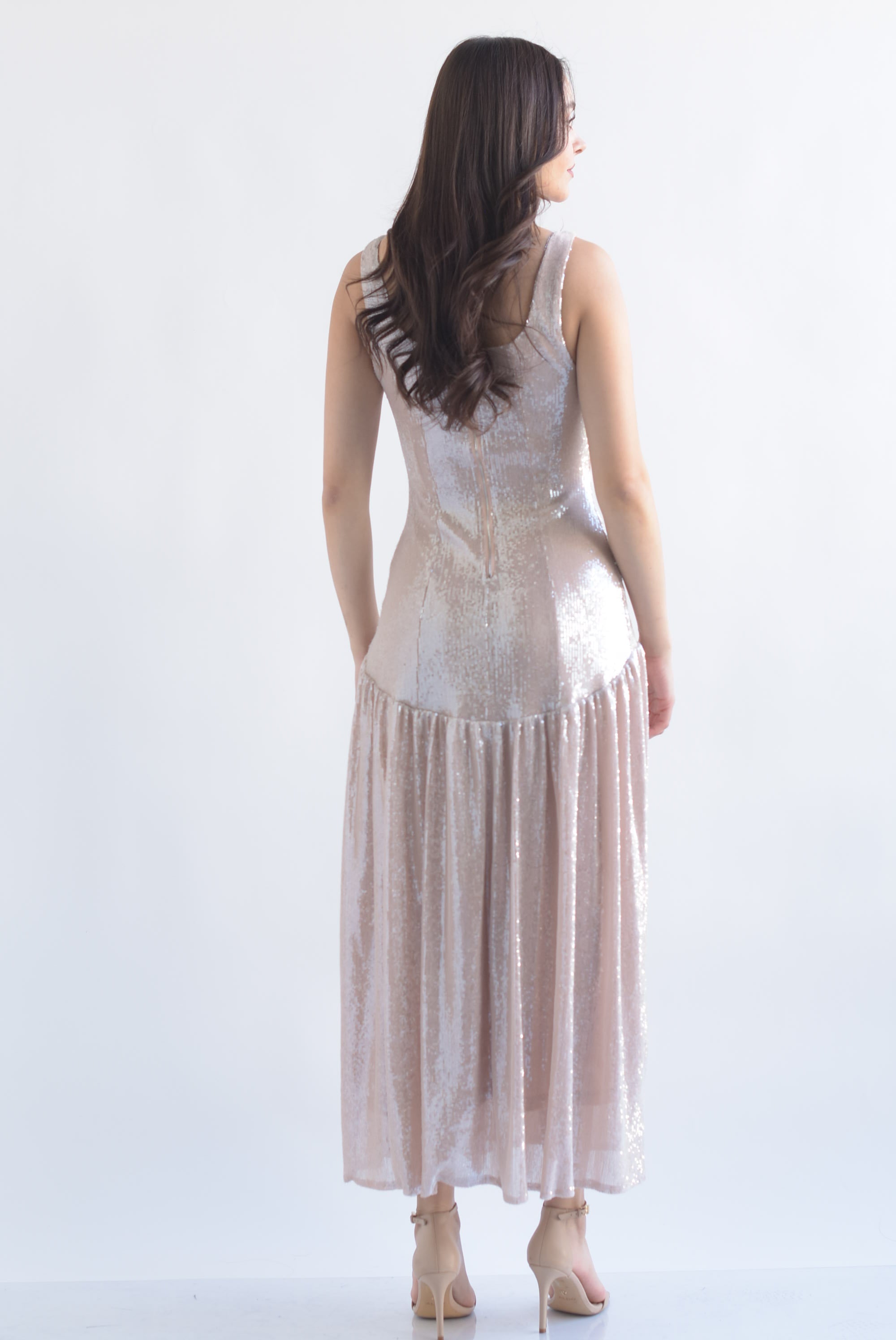 Vestido torso largo lentejuela