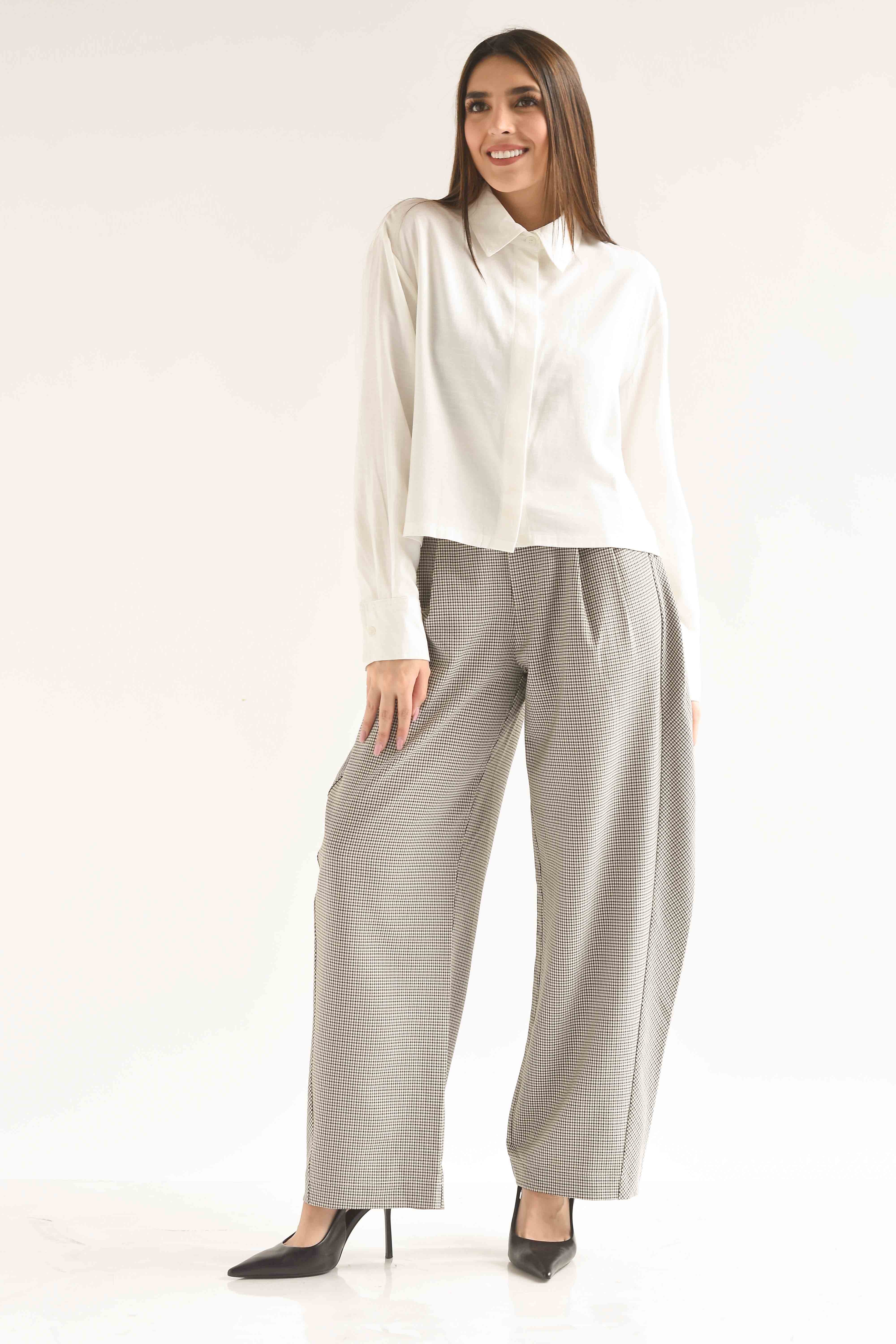 Camisa crop pinza lino