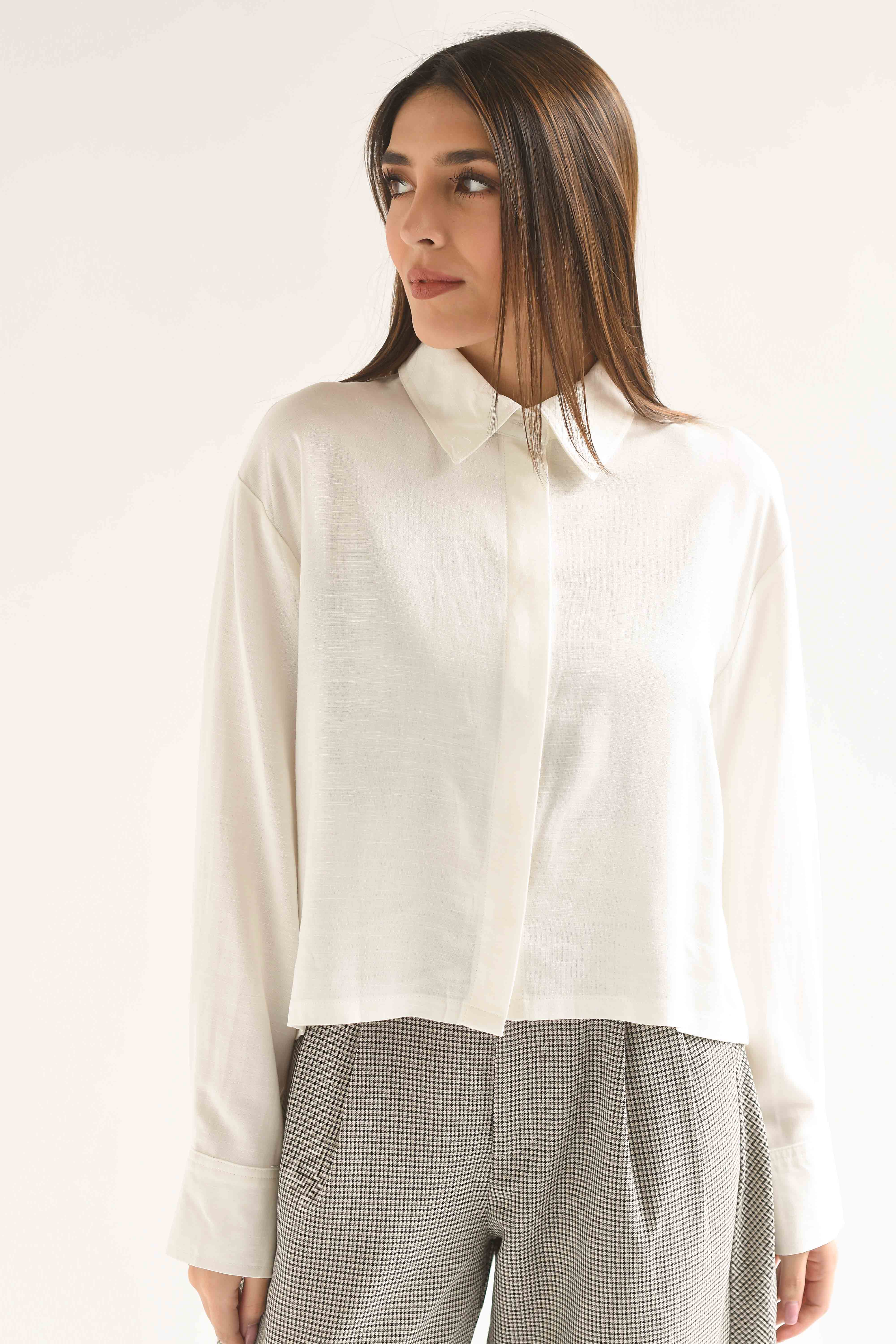 Camisa crop pinza lino