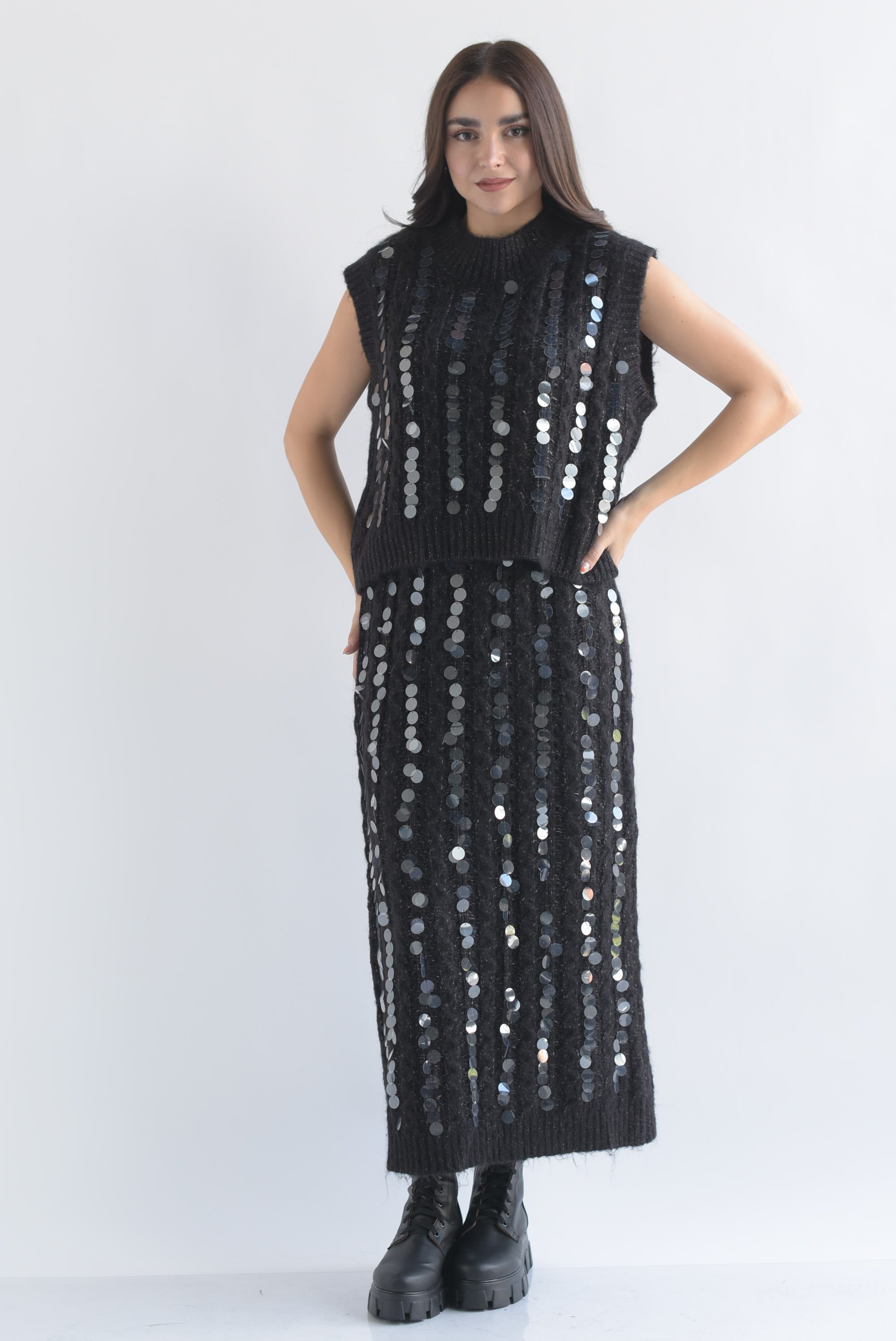 Falda punto lentejuela