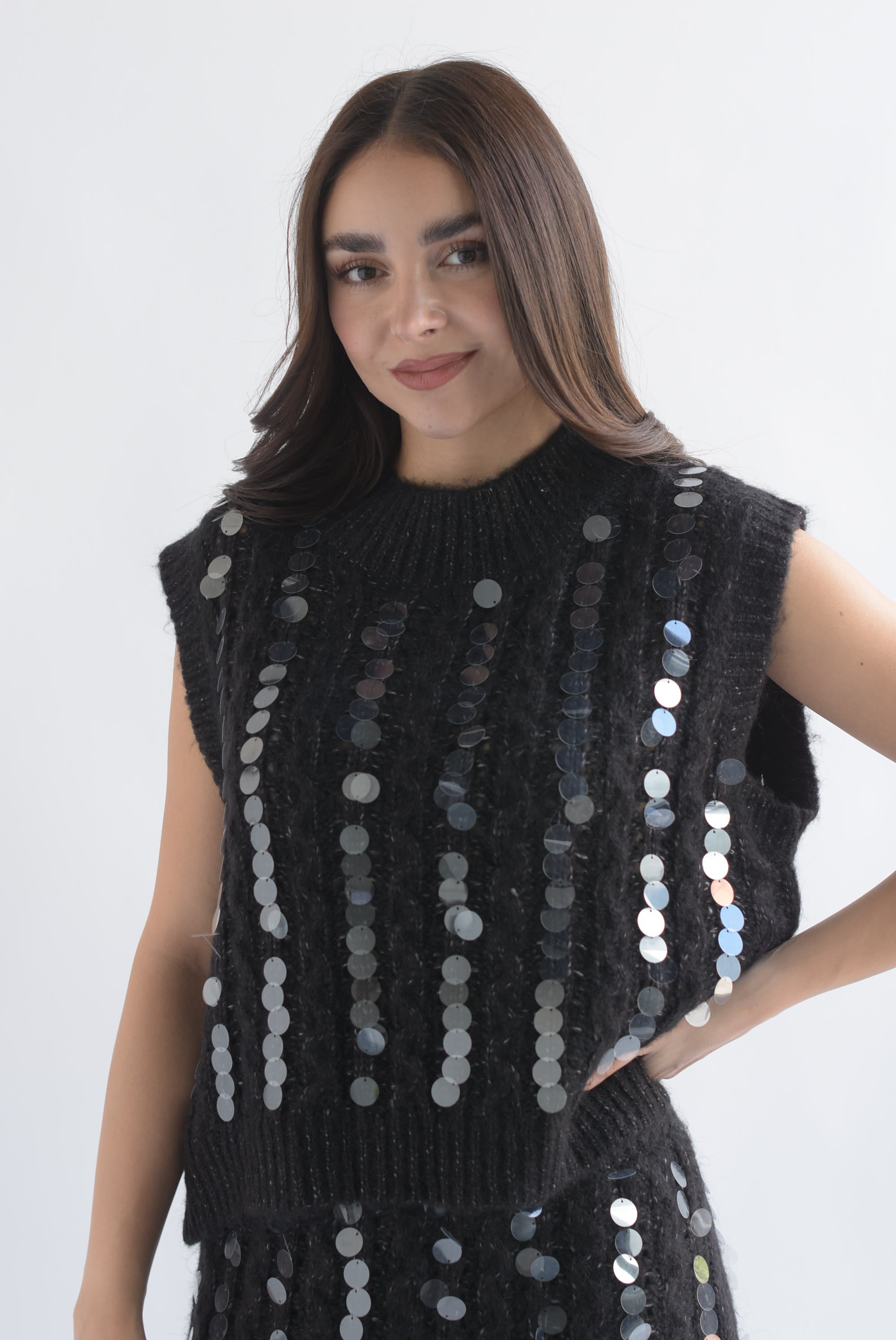 Chaleco punto lentejuela