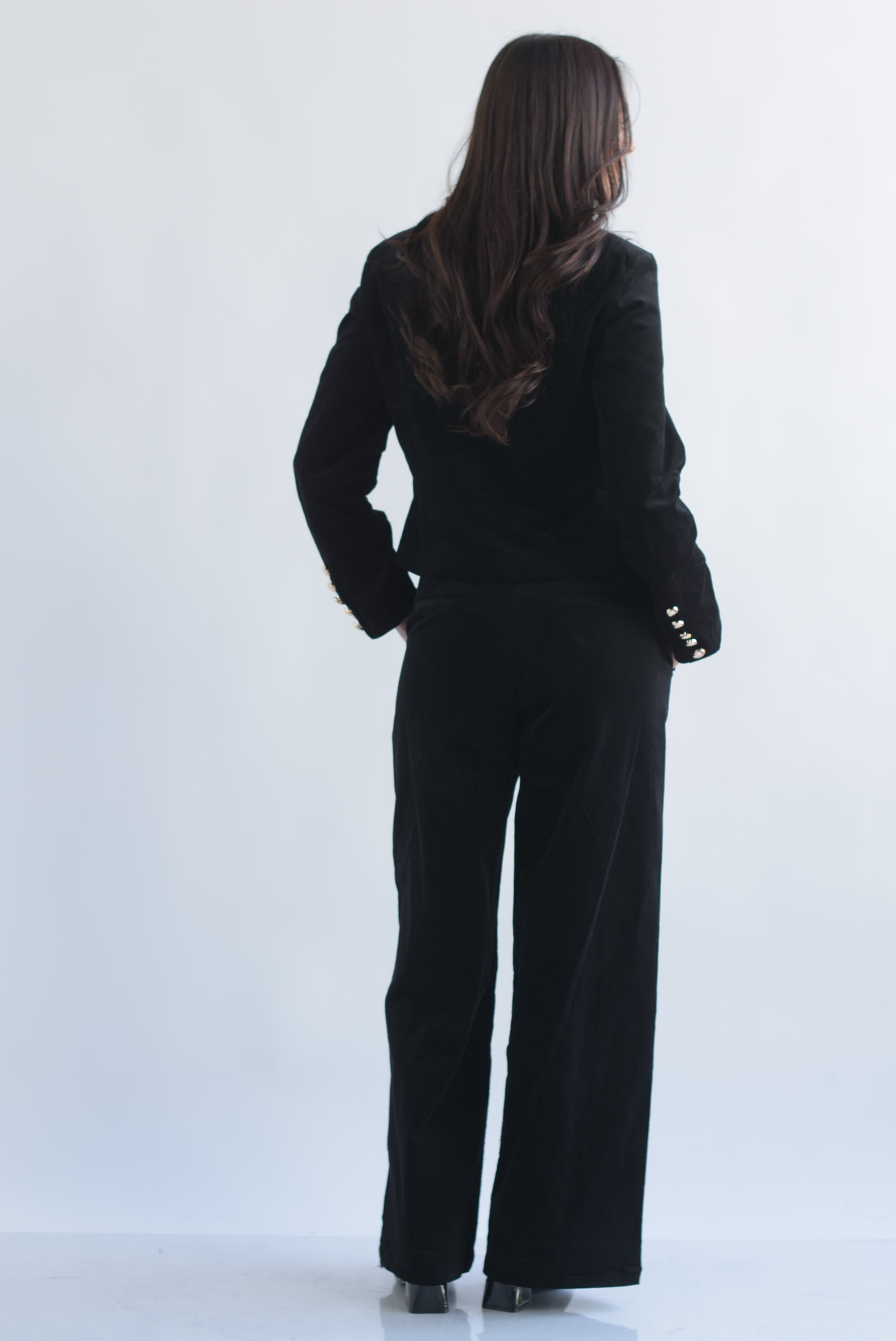 Set Pantalón y Blazer sin solapa terciopelo