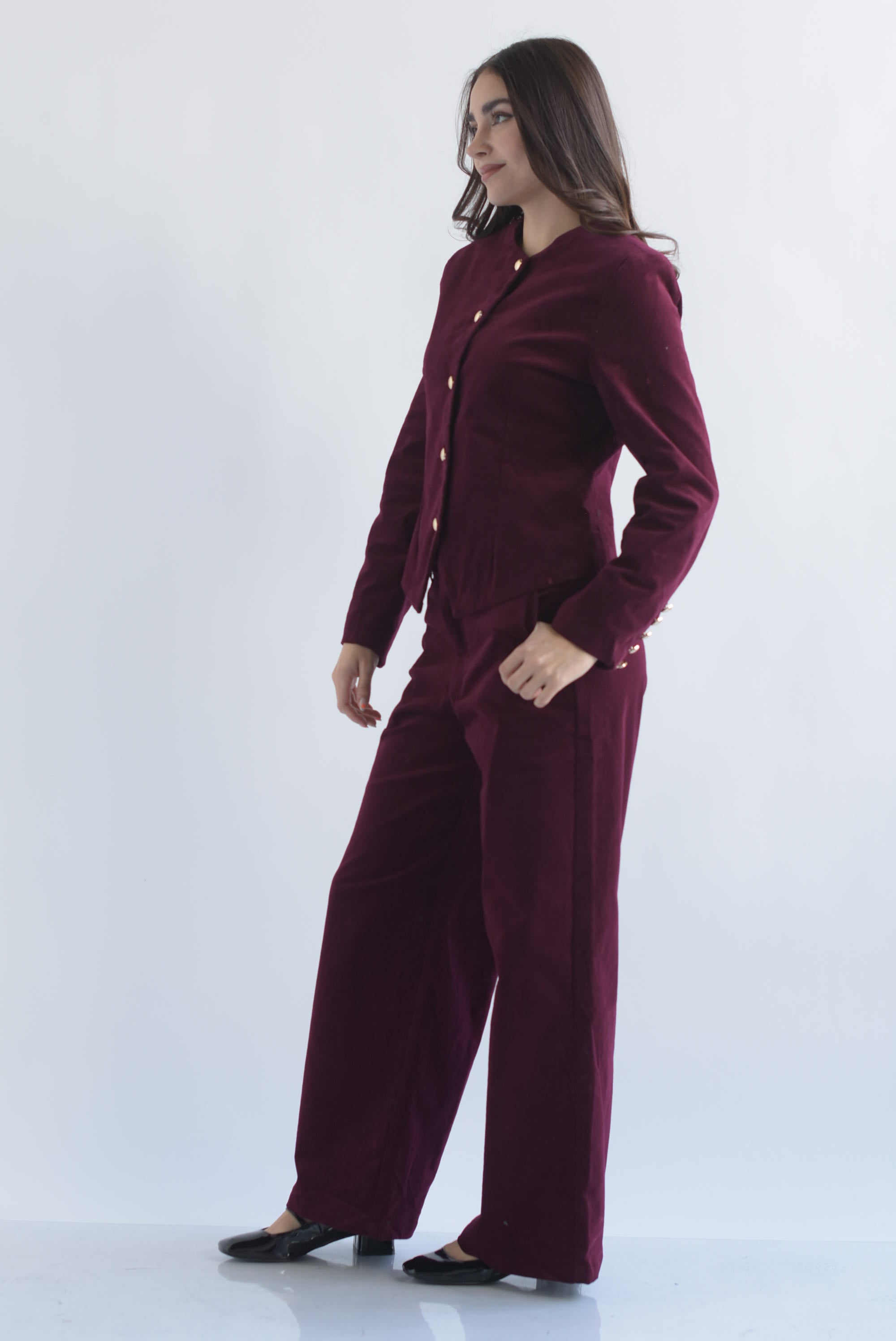 Set Pantalón y Blazer sin solapa terciopelo