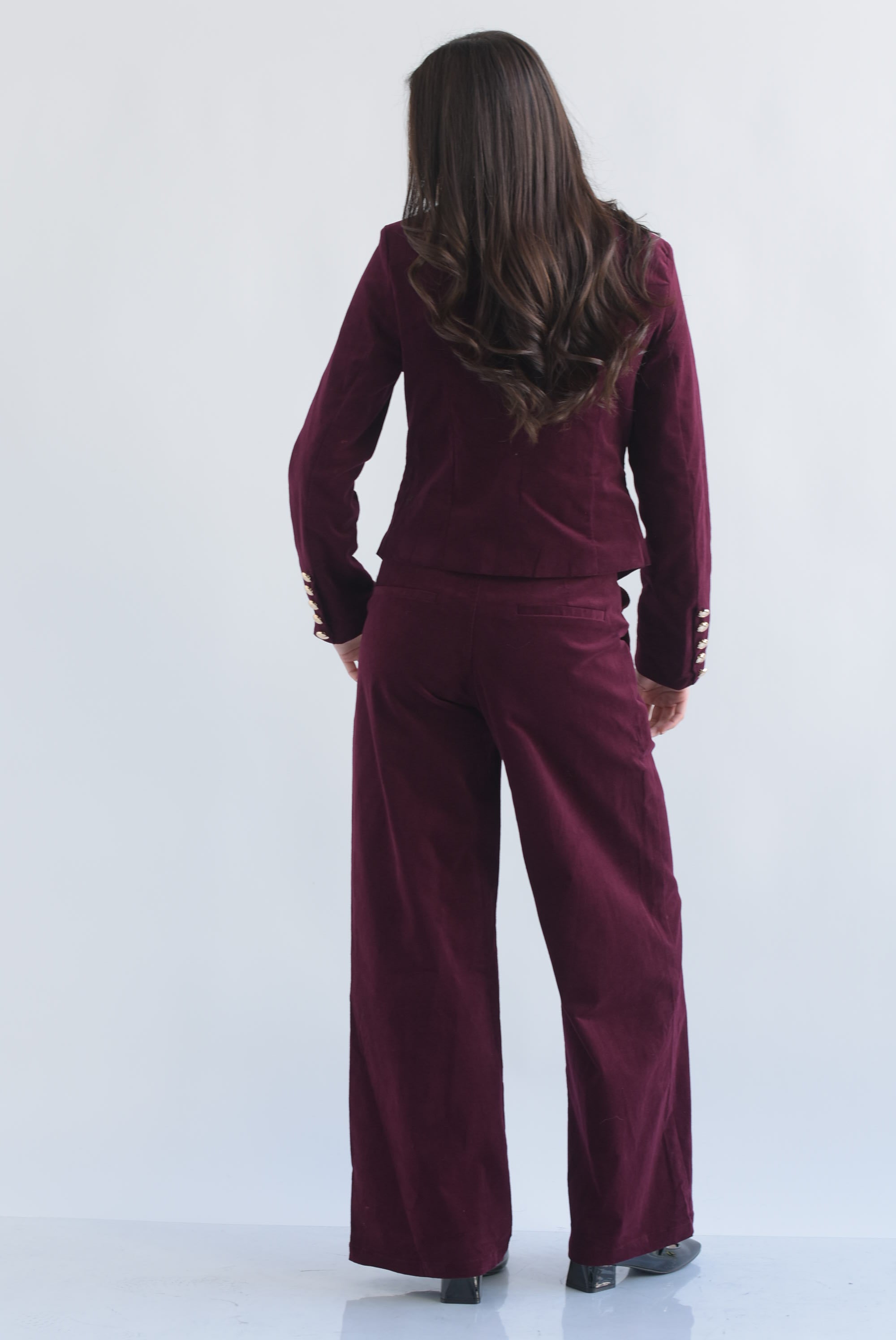 Set Pantalón y Blazer sin solapa terciopelo
