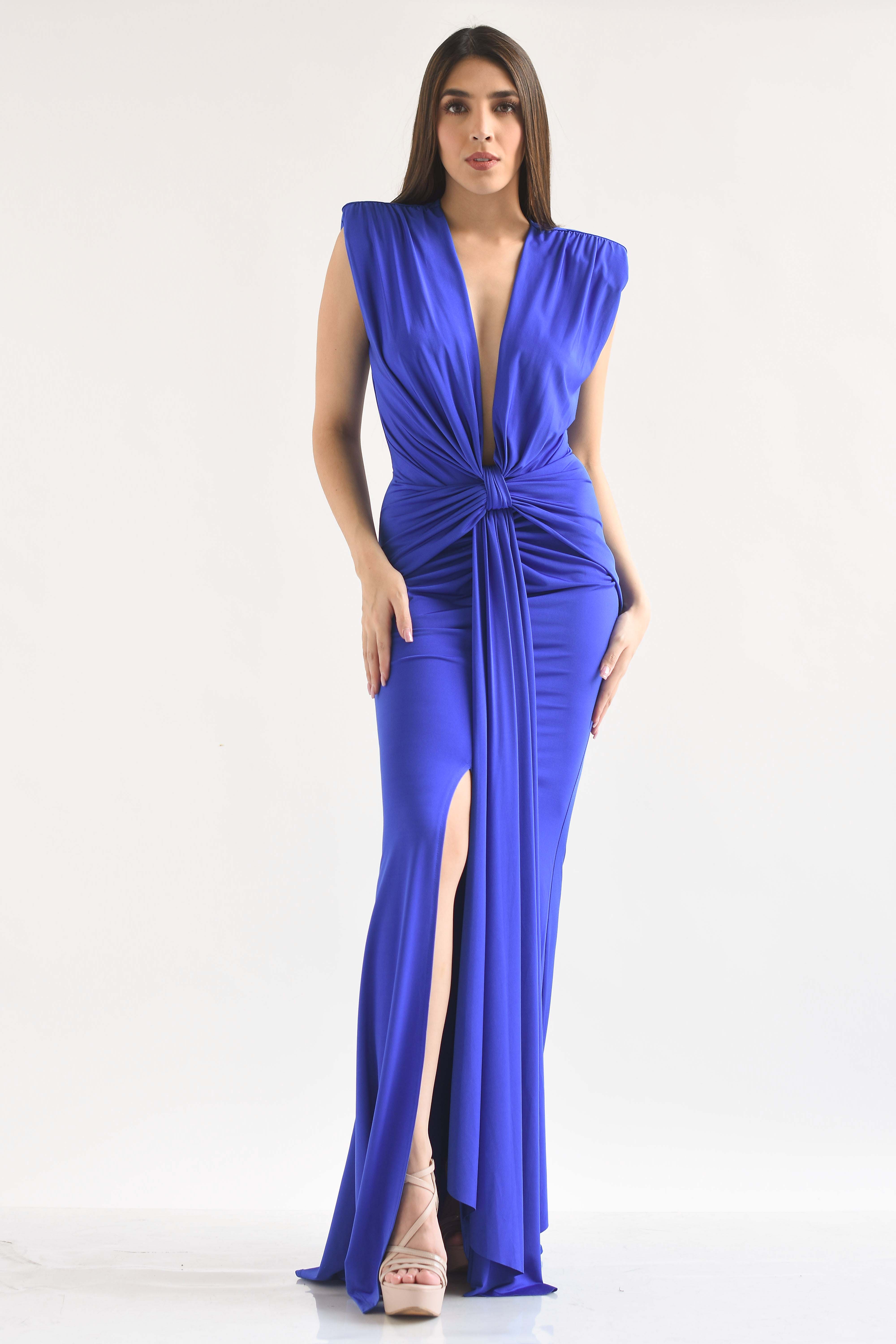 Vestido largo spandex nudo moño