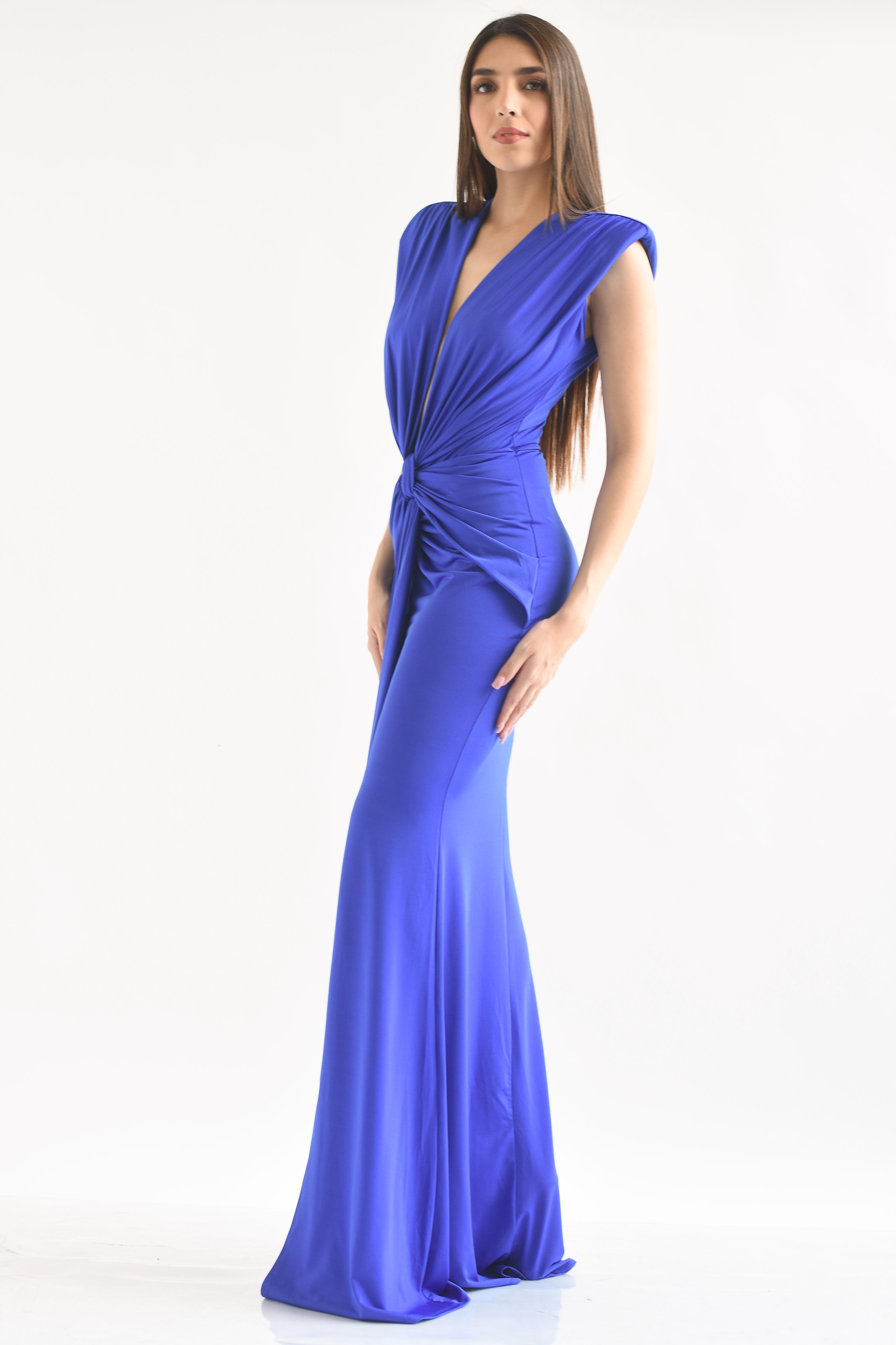 Vestido largo spandex nudo moño