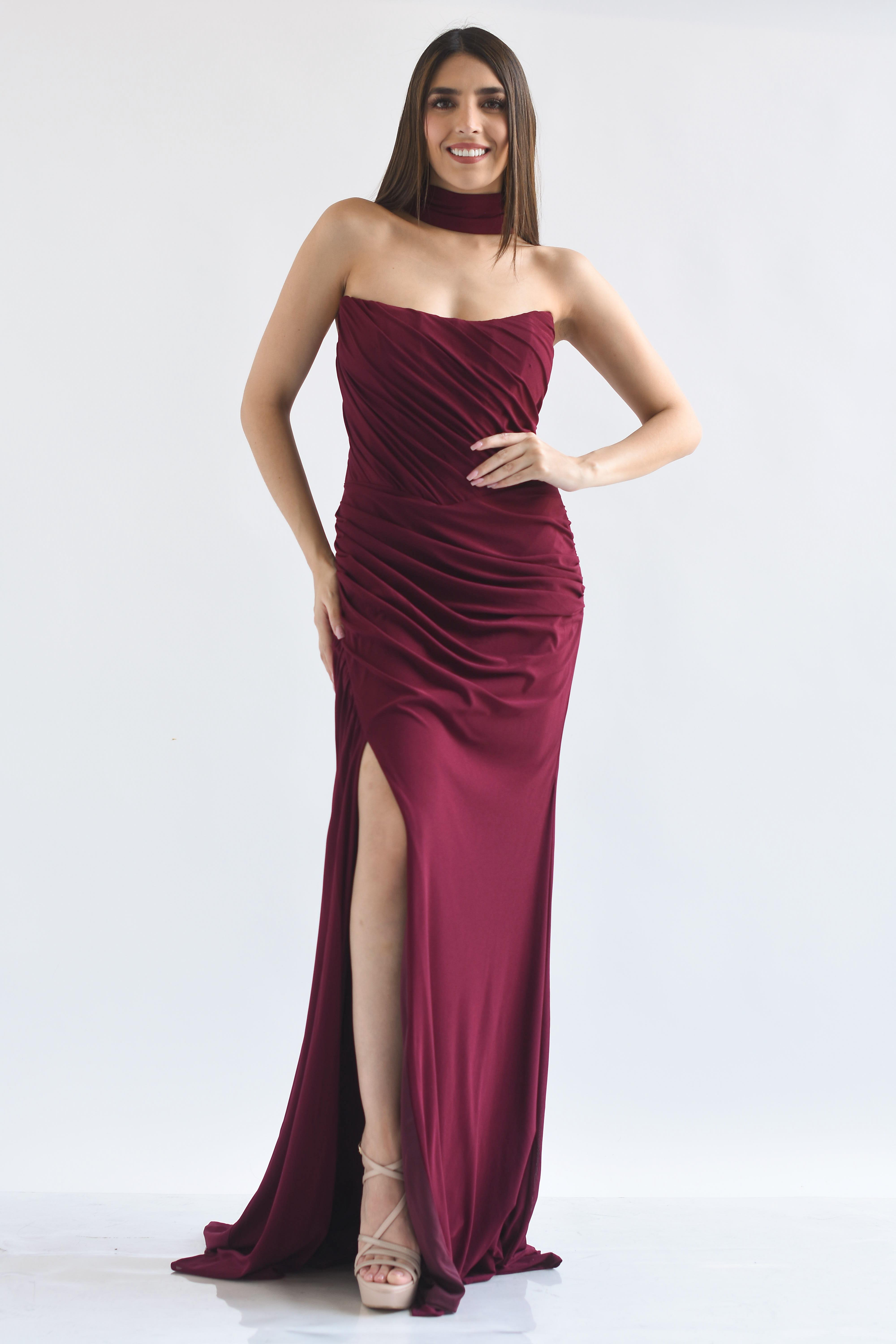 Vestido largo top corset listón espalda
