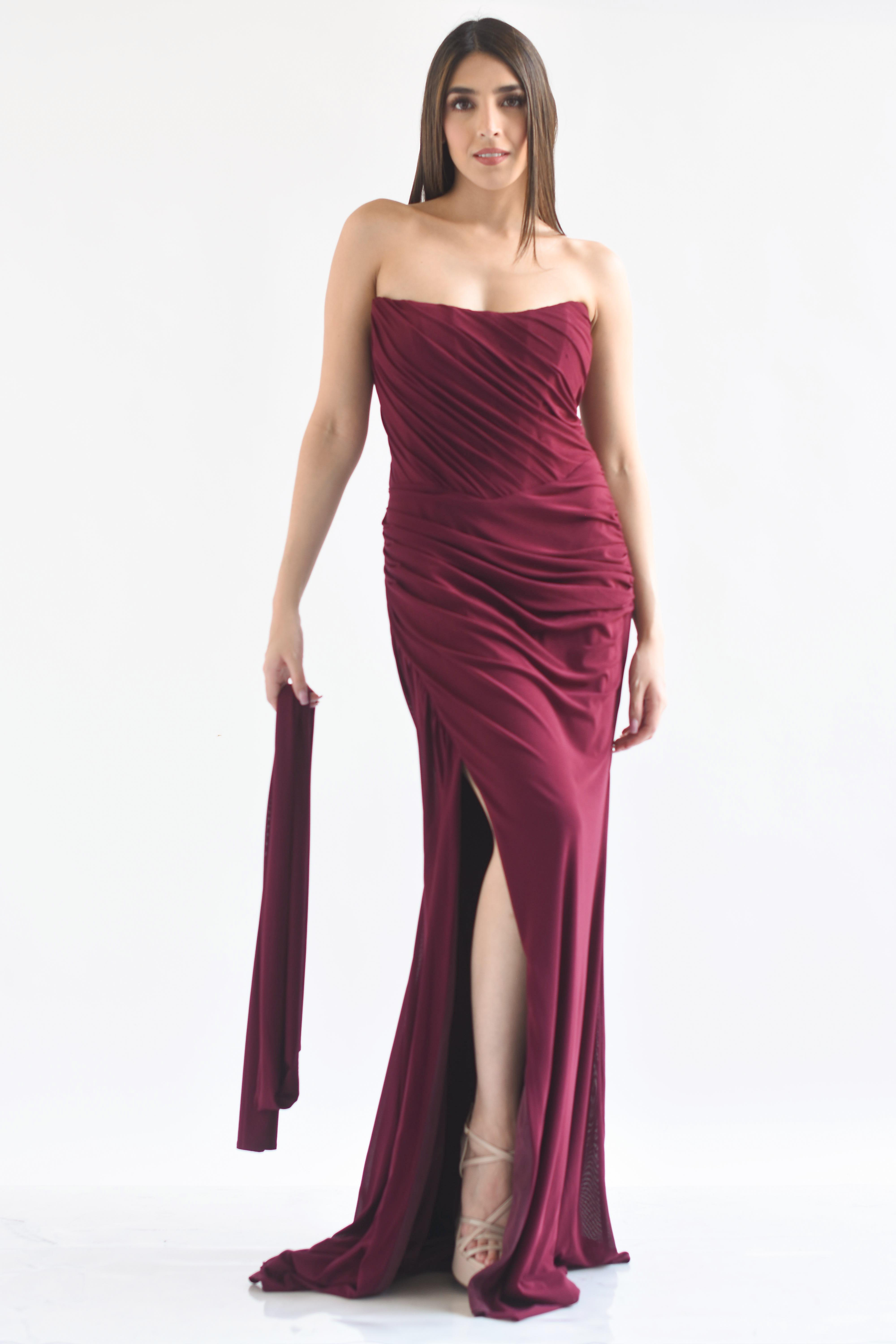 Vestido largo top corset listón espalda