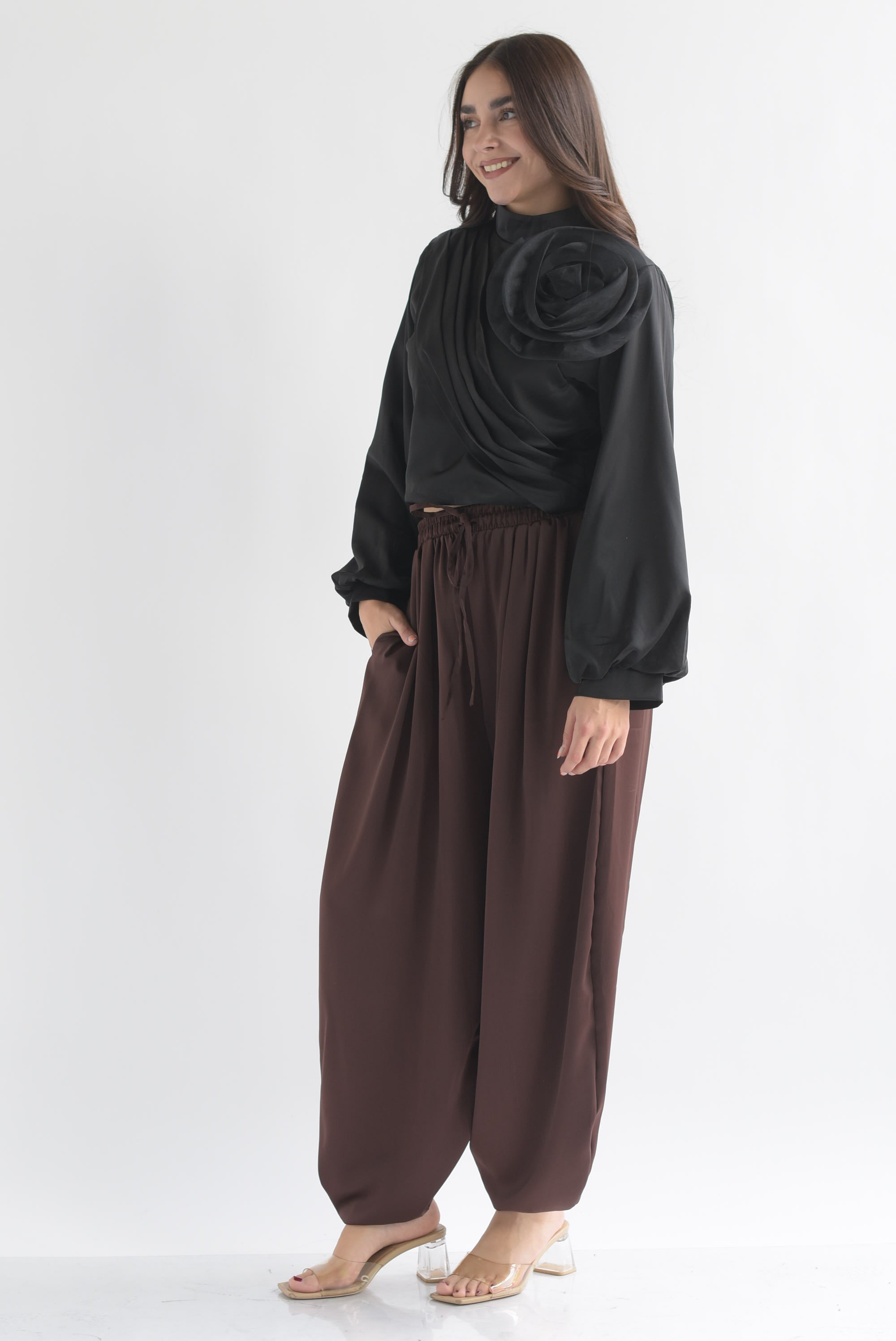 Pantalón globo satinado jareta