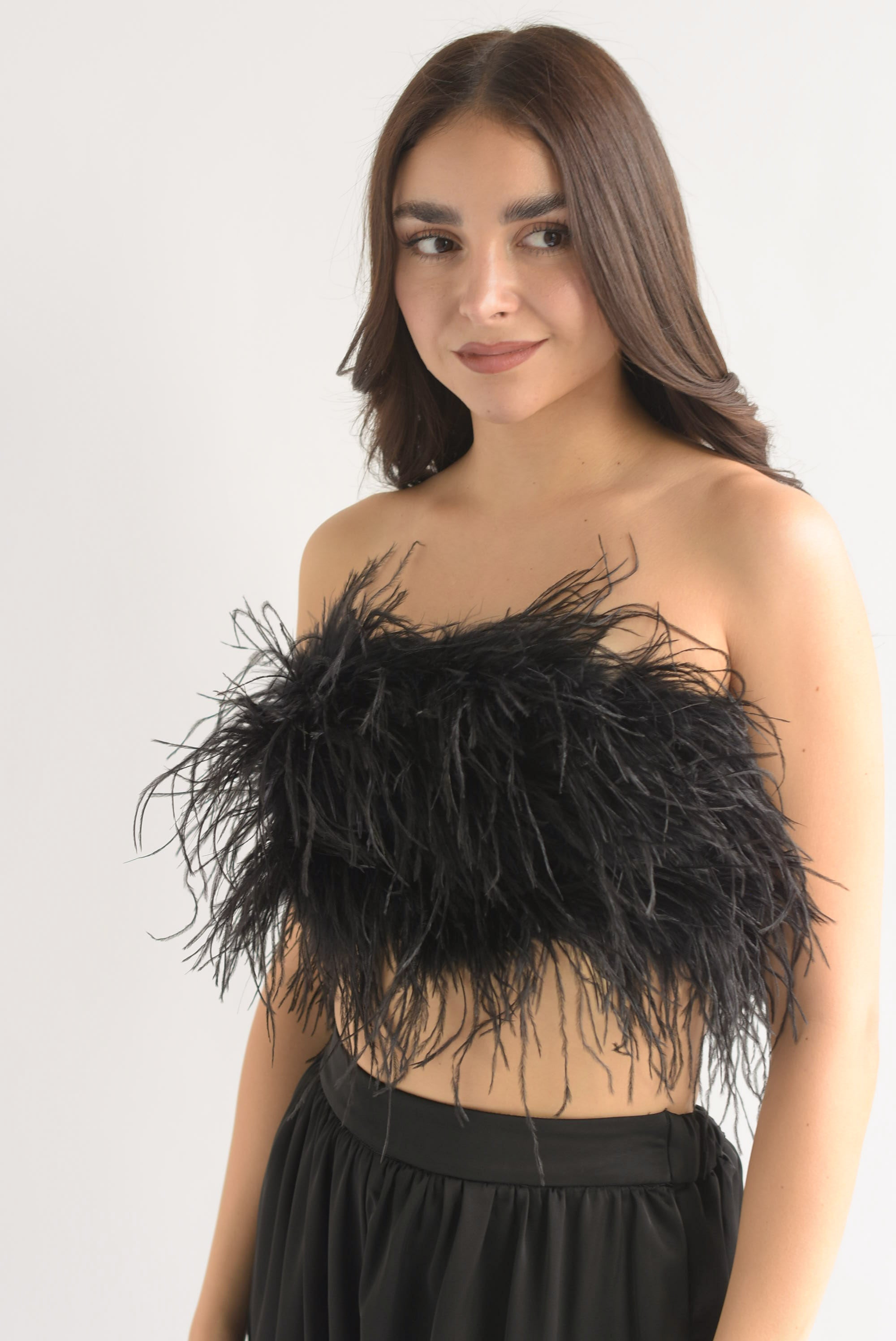 Top strapless plumas