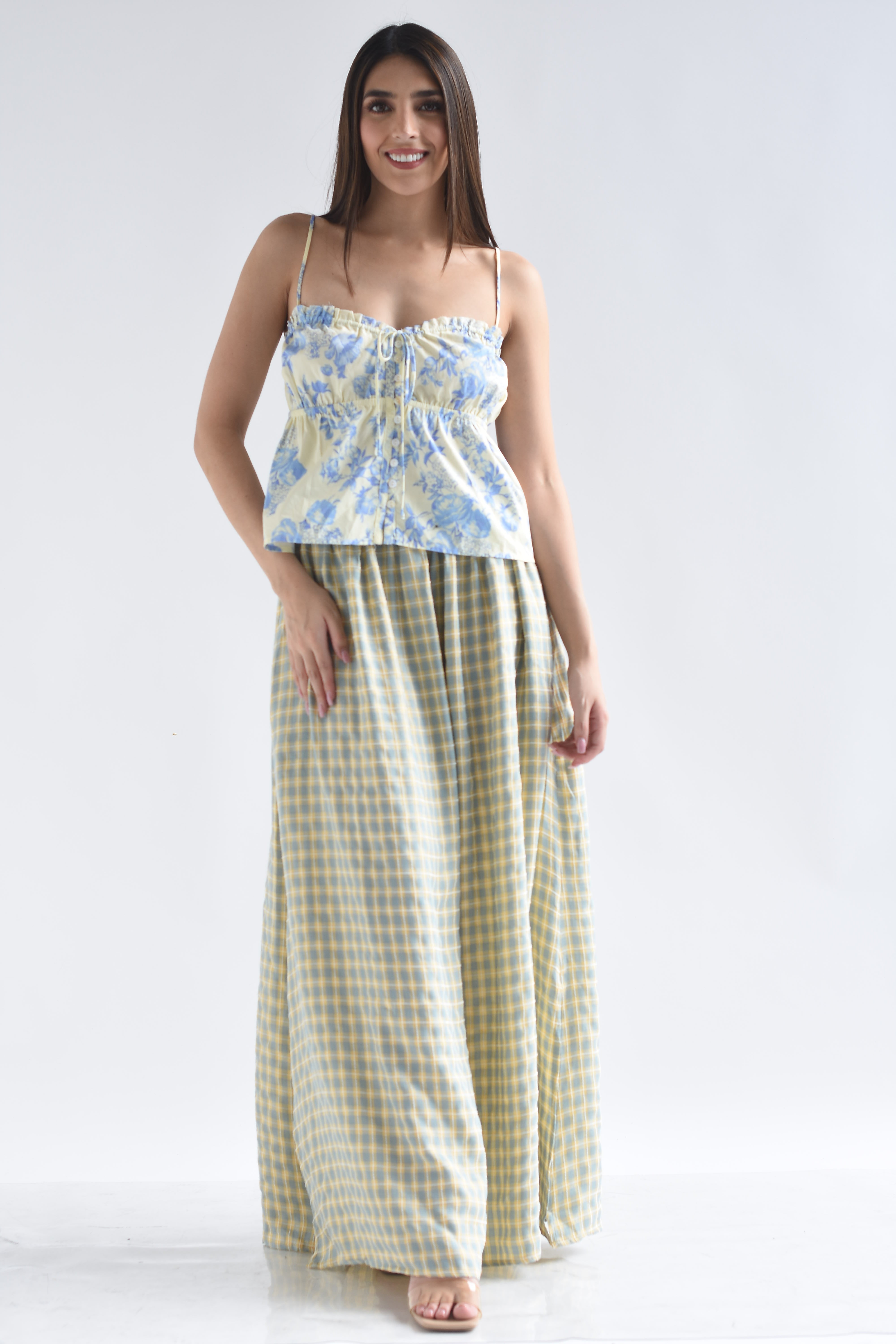 Falda midi cuadros