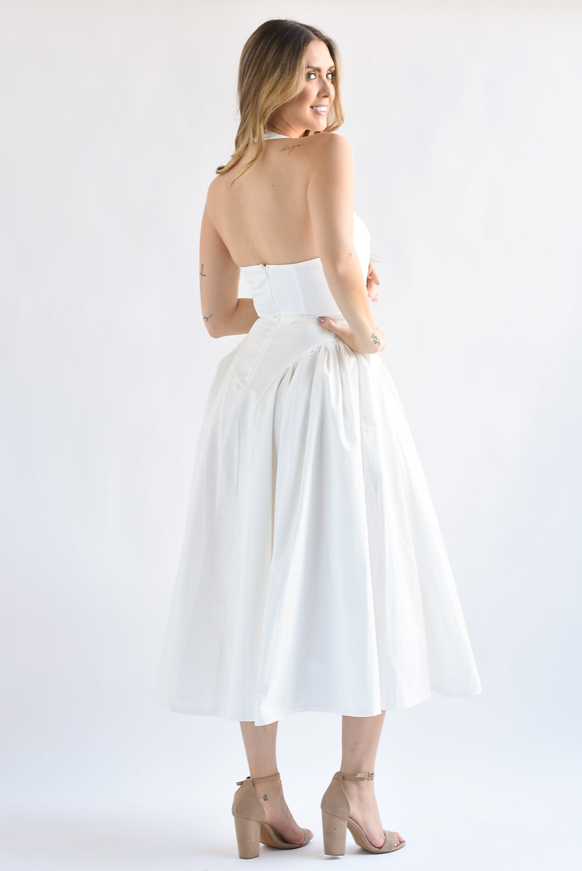 Vestido halter torso Blanco