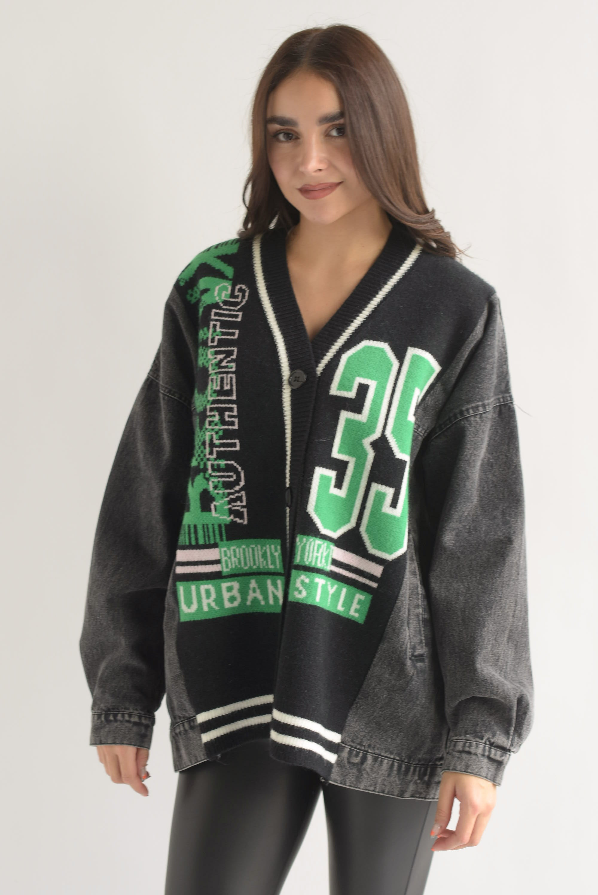 Sweater abierto 35 mangas denim