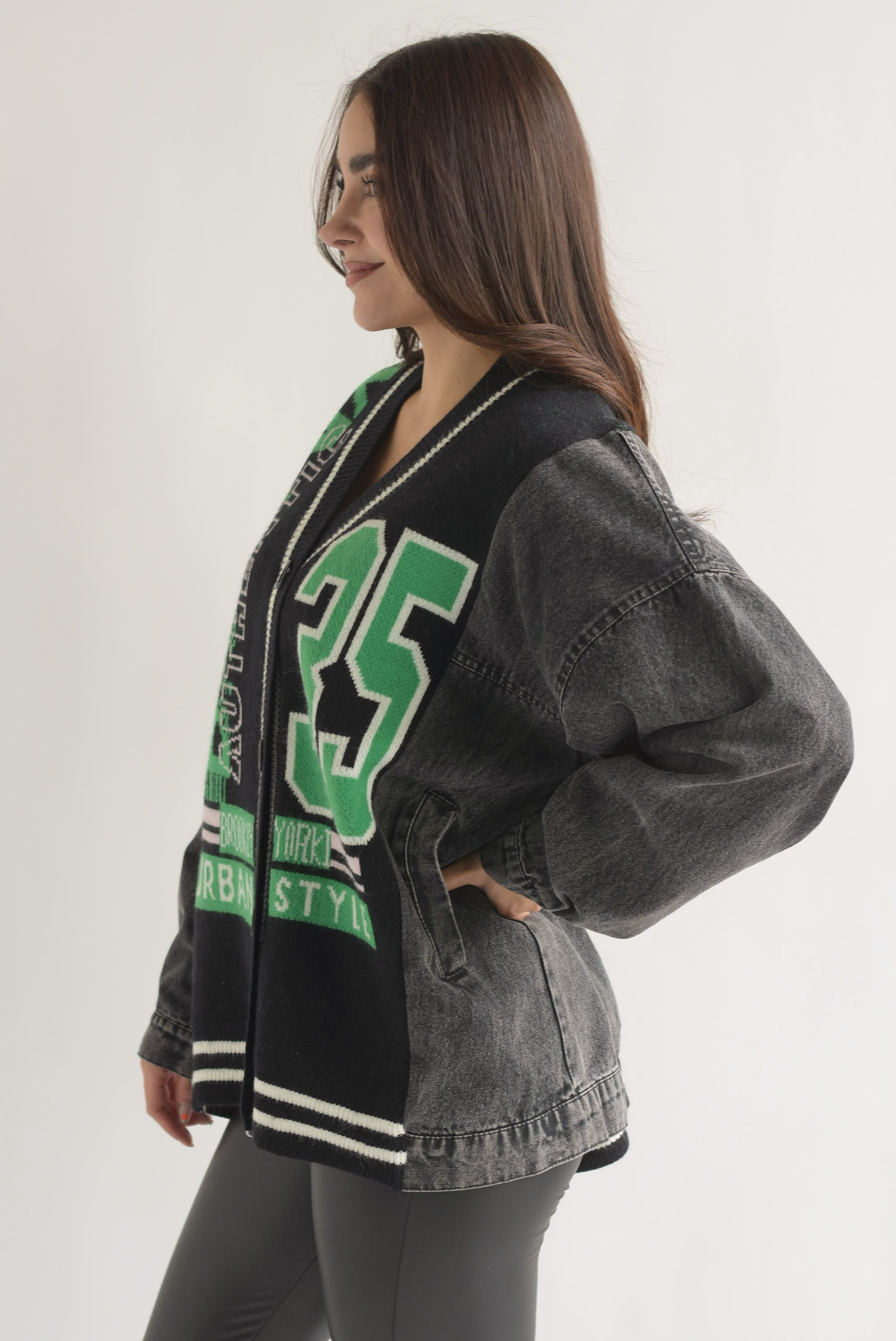 Sweater abierto 35 mangas denim