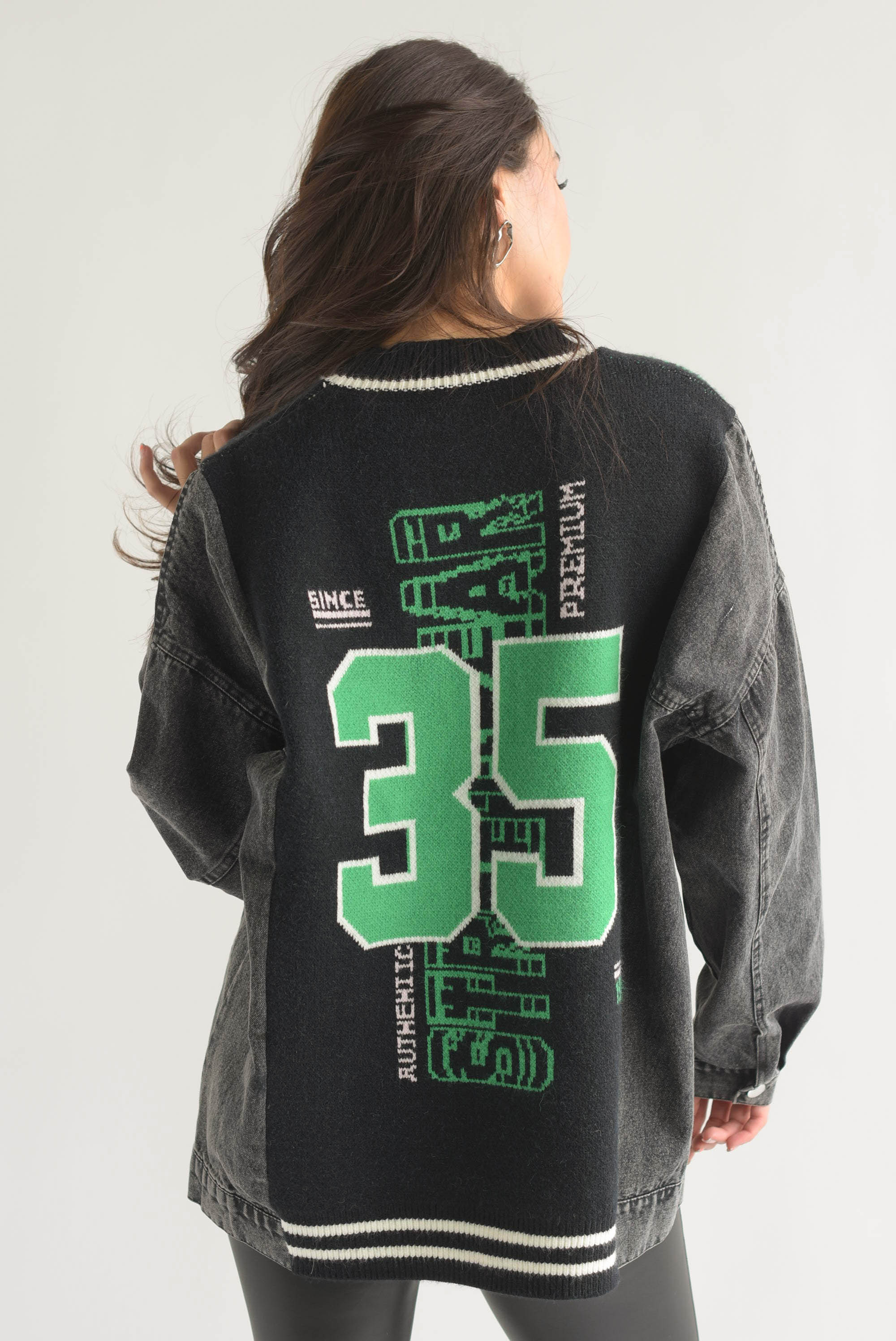 Sweater abierto 35 mangas denim