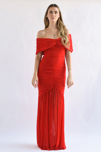 Fashion Styled Vestido largo torso drapeado Rojo