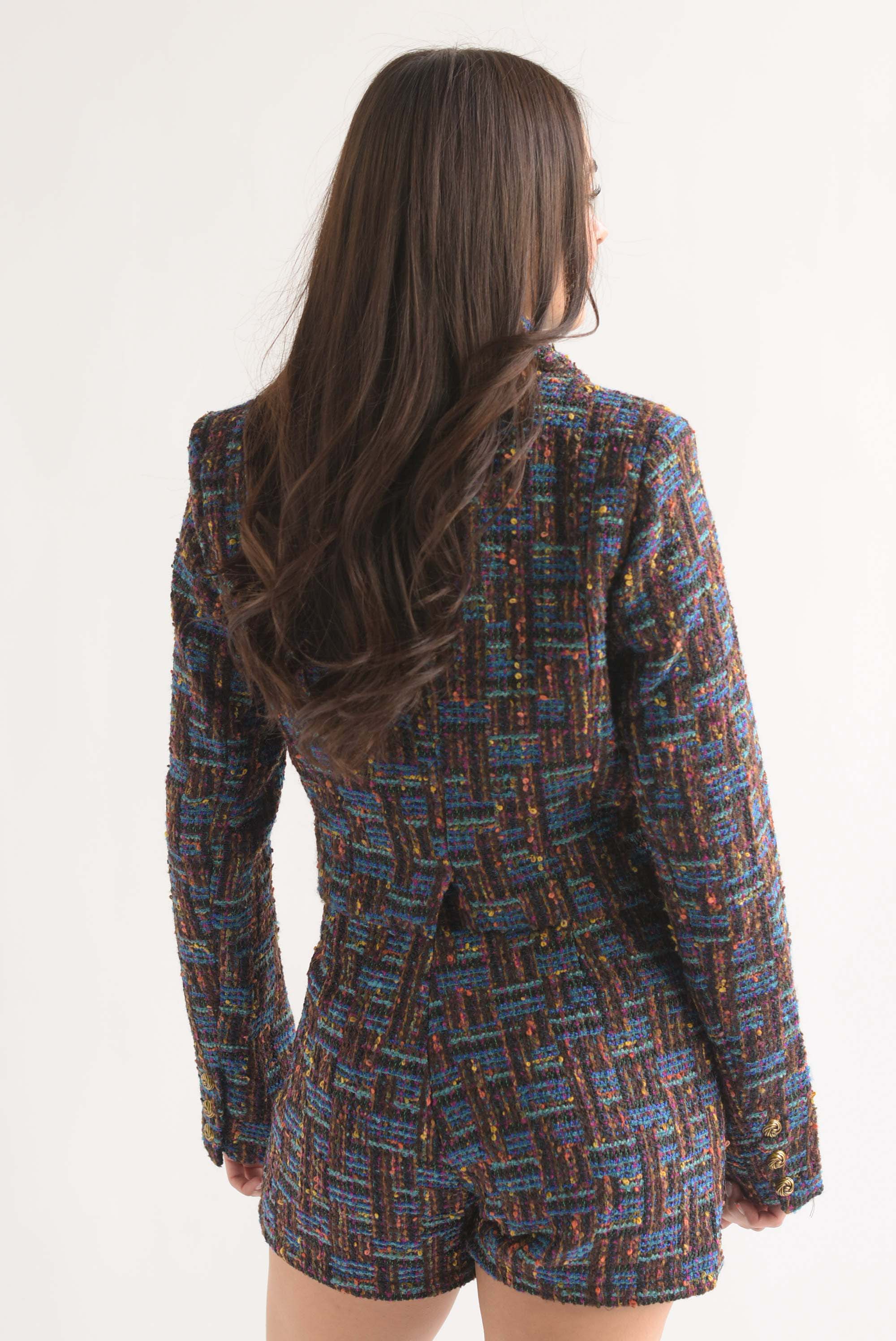 Set Short y Blazer tweed multicolor