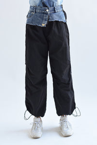 Fashion Styled Parachute pretina Denim Negro