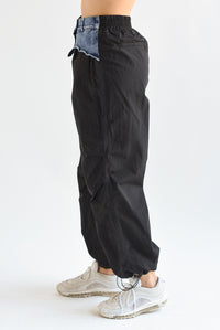 Fashion Styled Parachute pretina Denim Negro