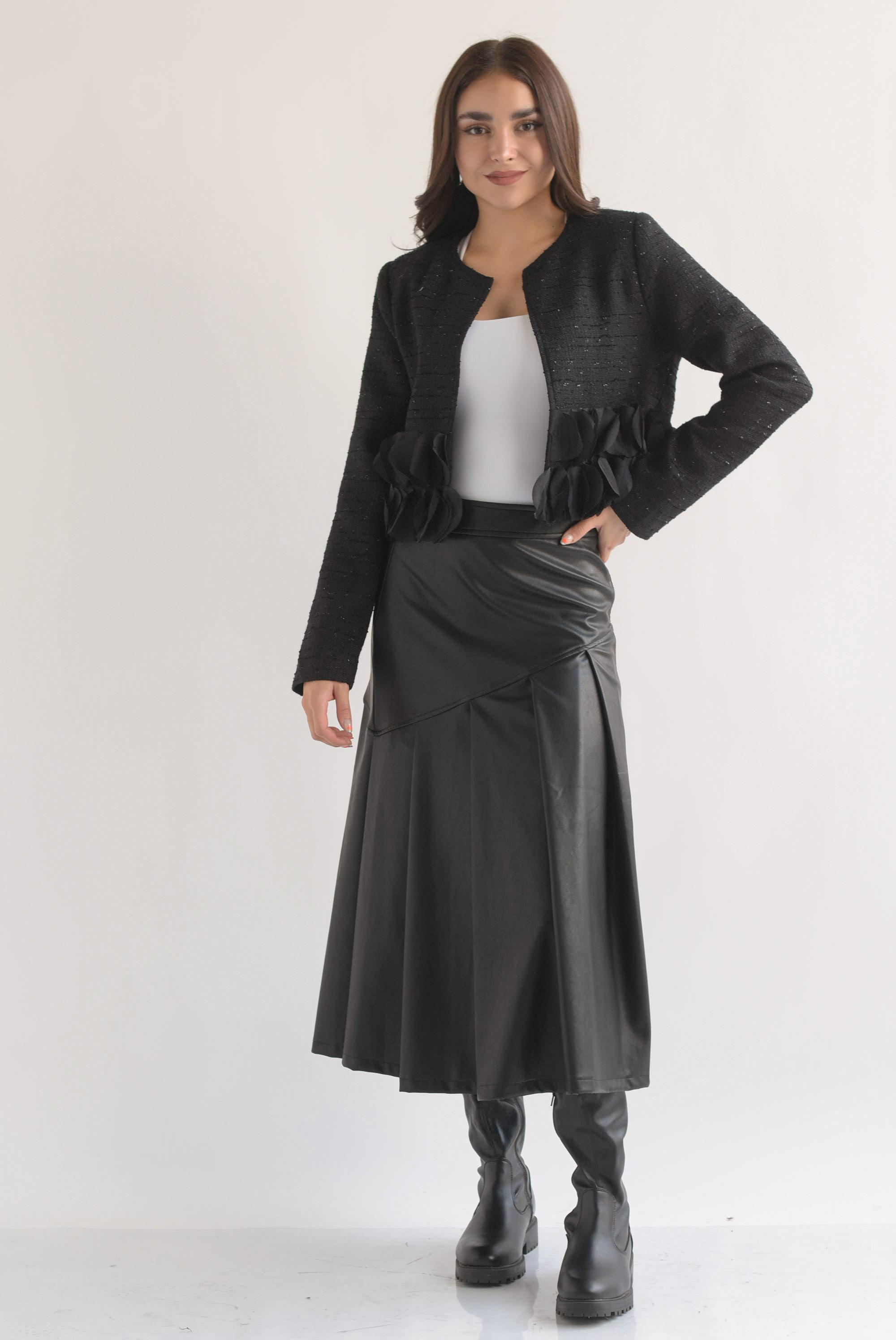 Falda plisada vinipiel cierre