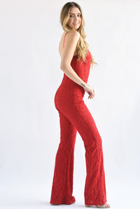 Fashion Styled Jumpsuit corse encaje Rojo
