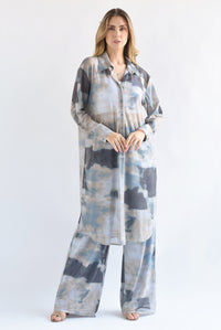 Fashion Styled Set Pantalón y Blusa larga mármol Gris