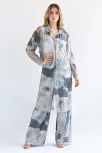 Fashion Styled Set Pantalón y Blusa larga mármol Gris