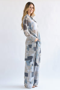 Fashion Styled Set Pantalón y Blusa larga mármol Gris