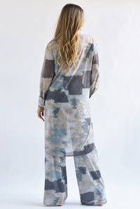 Fashion Styled Set Pantalón y Blusa larga mármol Gris