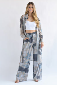Fashion Styled Set Pantalón y Blusa larga mármol Gris