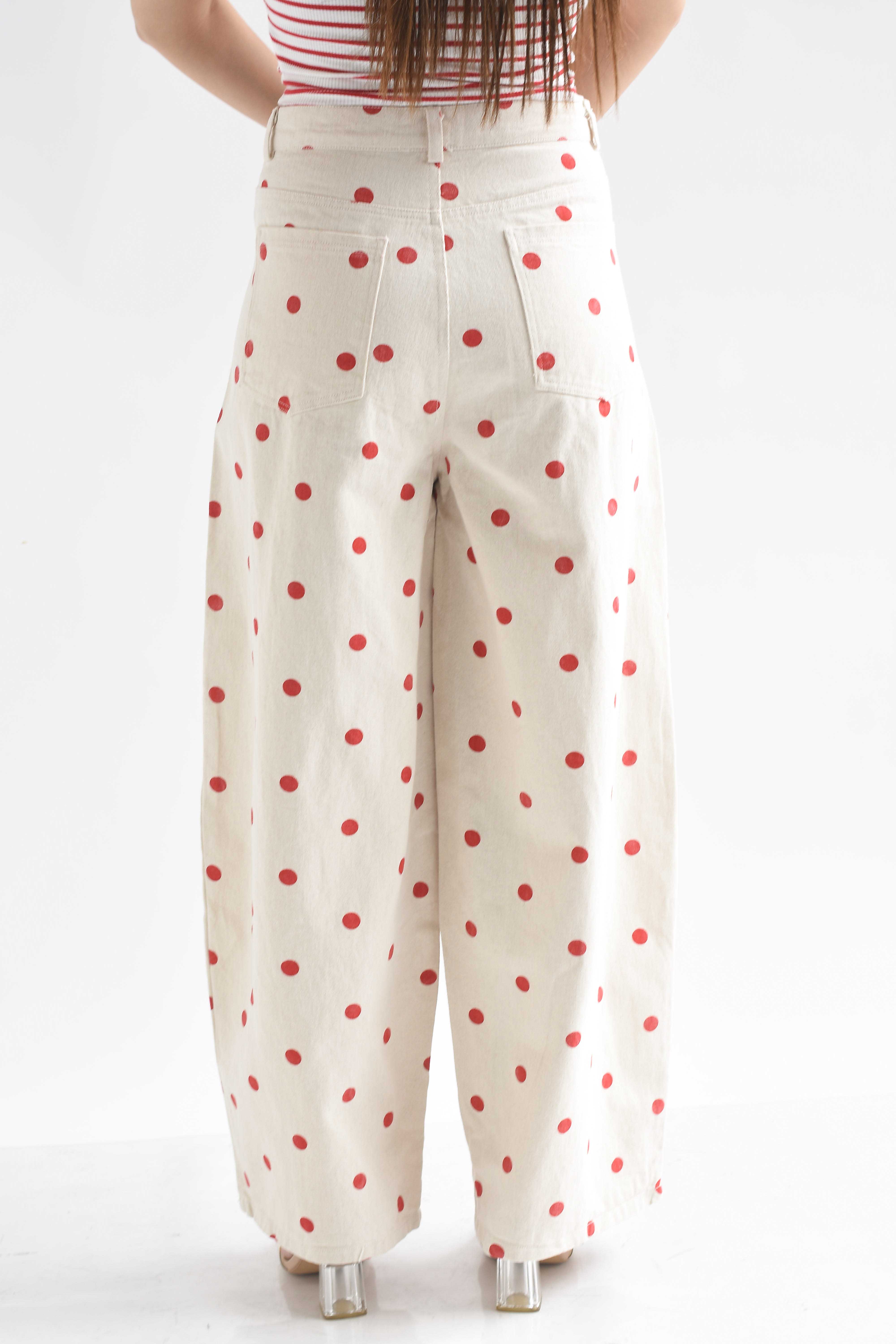 Jeans barrel polka dots Rojos
