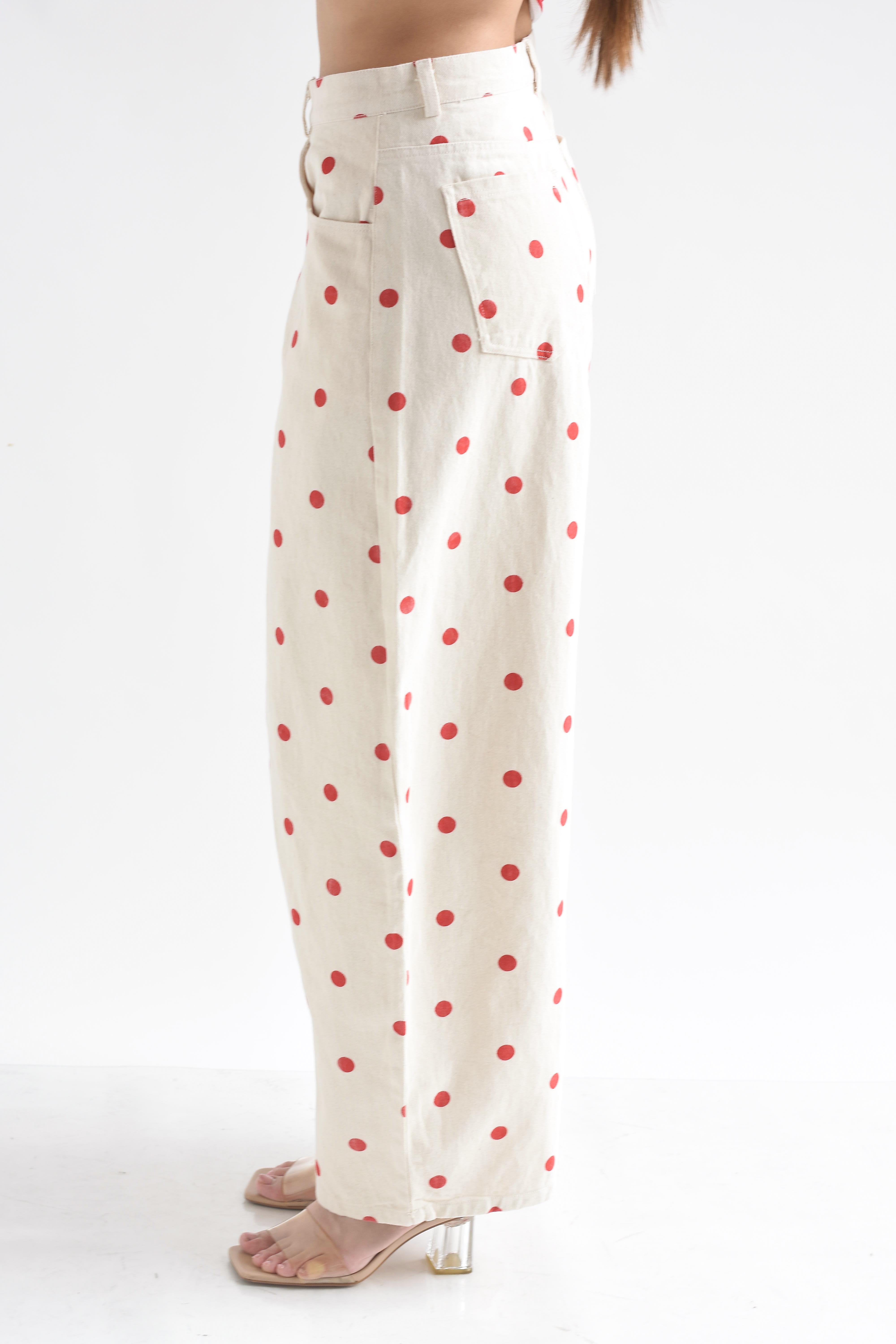 Jeans barrel polka dots Rojos