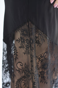 Fashion Styled Vestido largo lencero encaje Negro