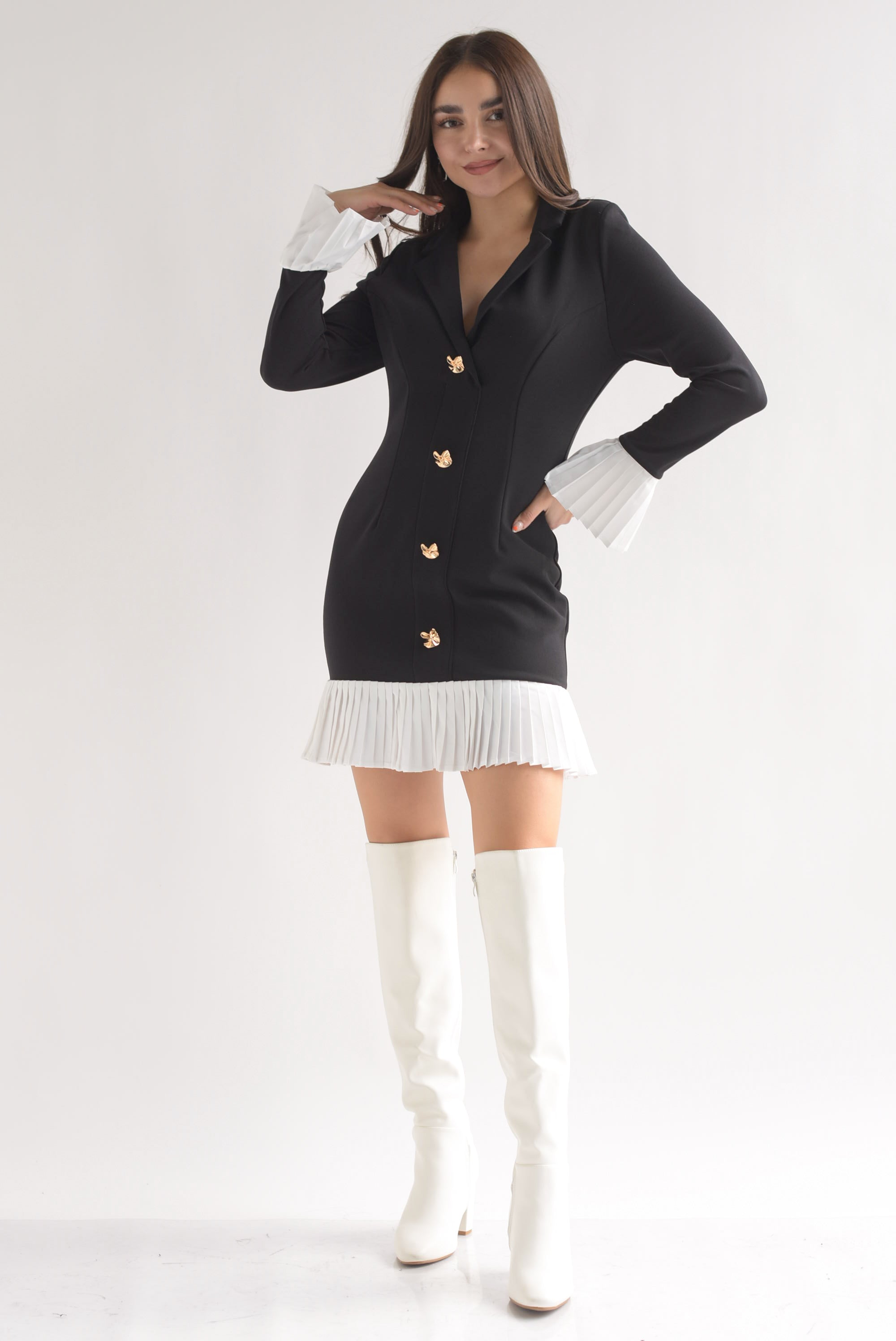 Vestido olán plisado blanco