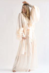 Fashion Styled Vestido largo drapeado talle largo Ivory