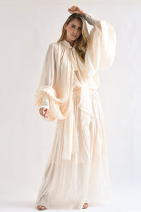 Fashion Styled Vestido largo drapeado talle largo Ivory