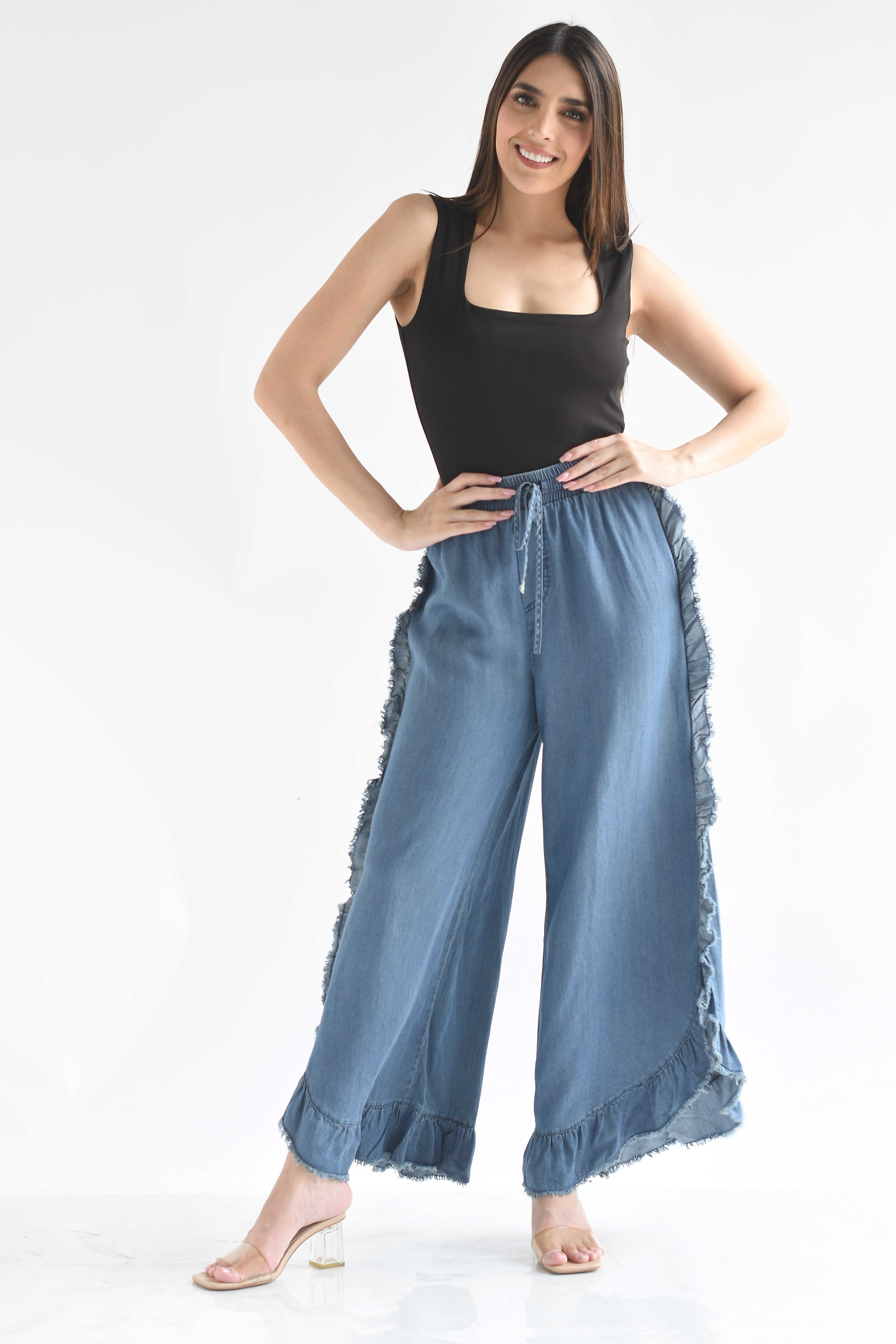 Pantalón Denim olán lateral