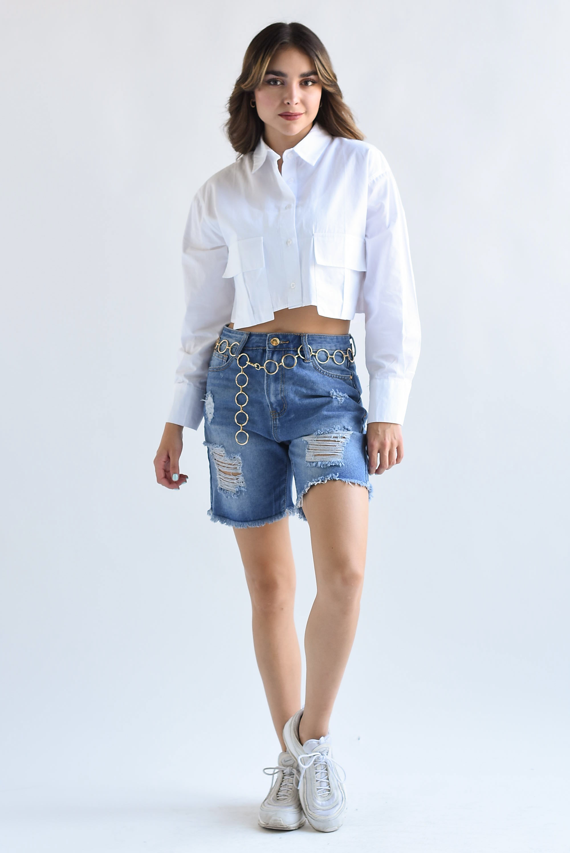 Bermuda cinturón argollas Denim