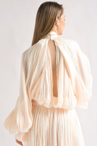 Fashion Styled Vestido largo drapeado talle largo Ivory