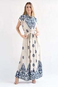 Fashion Styled Vestido largo paisley Crudo
